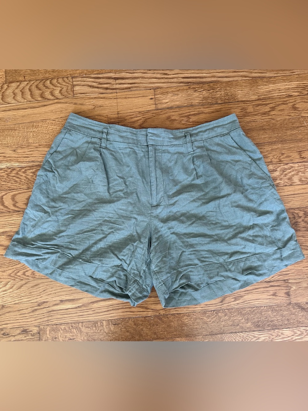 a new day Olive Green Linen-Blend Shorts 12